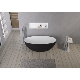 CERANO - Volně stojící vana z litého mramoru Antonia - černá matná/bílá matná - 170x75cm