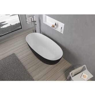 CERANO - Volně stojící vana z litého mramoru Antonia - černá matná/bílá matná - 170x75cm