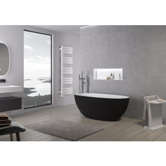 CERANO - Volně stojící vana z litého mramoru Antonia - černá matná/bílá matná - 170x75cm