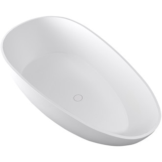CERANO - Volně stojící vana z litého mramoru Aura - bílá matná - 180x90 cm