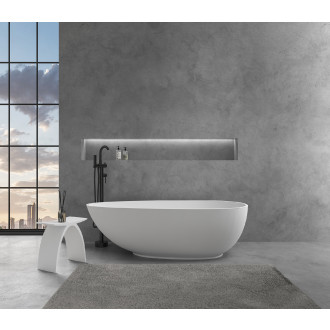 CERANO - Volně stojící vana z litého mramoru Aura - bílá matná - 180x90 cm