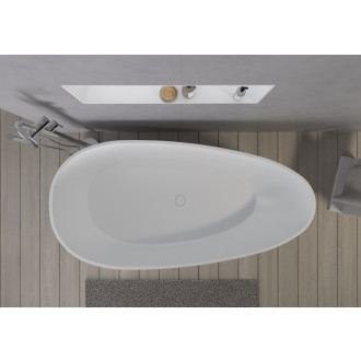 CERANO - Volně stojící vana z litého mramoru Aura - bílá matná - 180x90 cm