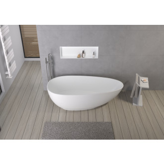 CERANO - Volně stojící vana z litého mramoru Aura - bílá matná - 180x90 cm