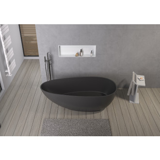 CERANO - Volně stojící vana z litého mramoru Aura - černá matná - 180x90 cm