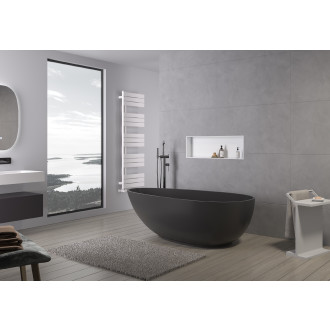 CERANO - Volně stojící vana z litého mramoru Aura - černá matná - 180x90 cm