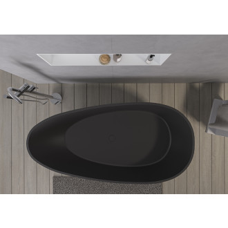 CERANO - Volně stojící vana z litého mramoru Aura - černá matná - 180x90 cm