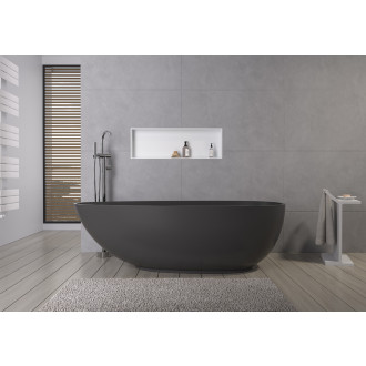 CERANO - Volně stojící vana z litého mramoru Aura - černá matná - 180x90 cm