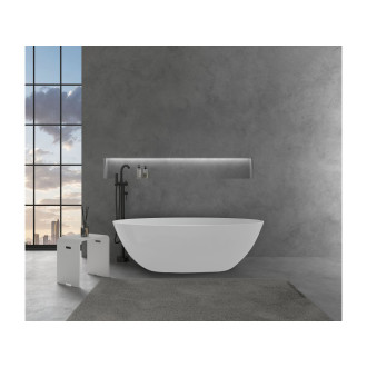 CERANO - Volně stojící vana z litého mramoru Emilia - bílá matná - 180x85cm