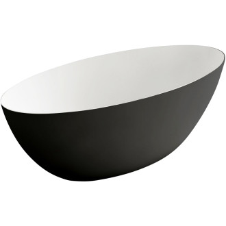 CERANO - Volně stojící vana z litého mramoru Emilia - černá matná/bílá matná - 180x85cm