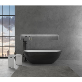 CERANO - Volně stojící vana z litého mramoru Emilia - černá matná/bílá matná - 180x85cm