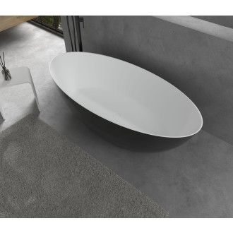 CERANO - Volně stojící vana z litého mramoru Emilia - černá matná/bílá matná - 180x85cm