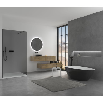 CERANO - Volně stojící vana z litého mramoru Emilia - černá matná/bílá matná - 180x85cm