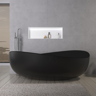 CERANO - Volně stojící vana z litého mramoru Valentina - černá matná - 180x110 cm