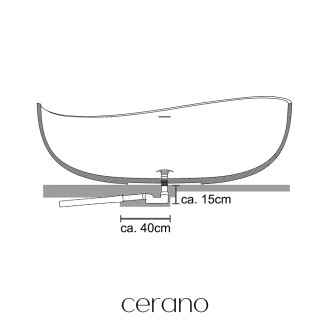 CERANO - Volně stojící vana z litého mramoru Valentina - černá matná - 180x110 cm