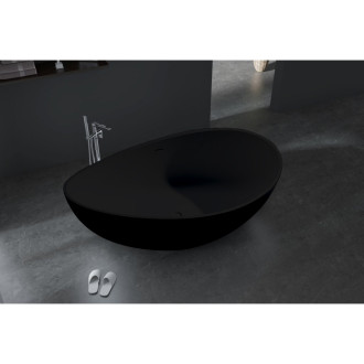 CERANO - Volně stojící vana z litého mramoru Valentina - černá matná - 180x110 cm