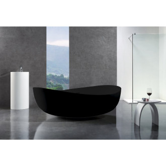 CERANO - Volně stojící vana z litého mramoru Valentina - černá matná - 180x110 cm