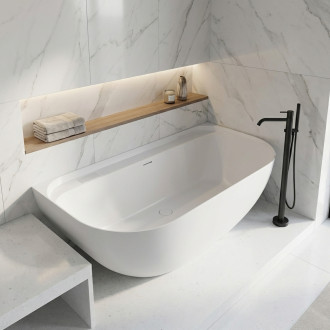 CERANO - Volně stojící vana z litého mramoru Valeria - bílá matná - 170x82 cm