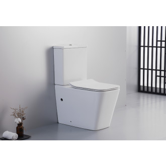 CERANO - WC kombi Bruno, Rimless + Slim/UF sedátko - spodní/zadní odpad - bílá lesklá - 64x36 cm