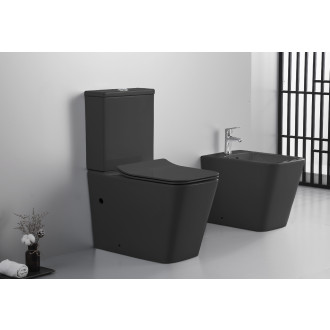CERANO - WC kombi Bruno, Rimless + Slim/UF sedátko - spodní/zadní odpad- černá matná - 64x36 cm