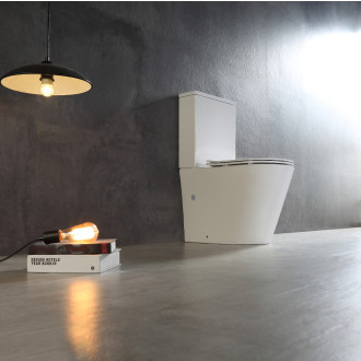 CERANO WC kombi Carlito, Rimless+UF sedátko/zadní odpad bílá lesklá 36,5x61cm CER-417383