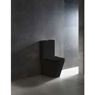 CERANO - WC kombi Carlito, Rimless + Slim/UF sedátko - spodní/zadní odpad - černá matná - 61x36,5 cm