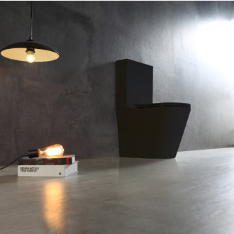 CERANO - WC kombi Carlito, Rimless + Slim/UF sedátko - spodní/zadní odpad - černá matná - 61x36,5 cm