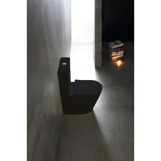 CERANO - WC kombi Carlito, Rimless + Slim/UF sedátko - spodní/zadní odpad - černá matná - 61x36,5 cm