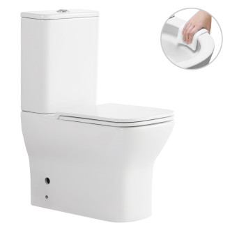 CERANO - WC kombi Hugo, Rimless + Slim/UF sedátko - spodní/zadní odpad - bílá lesklá - 63,5x35,5 cm