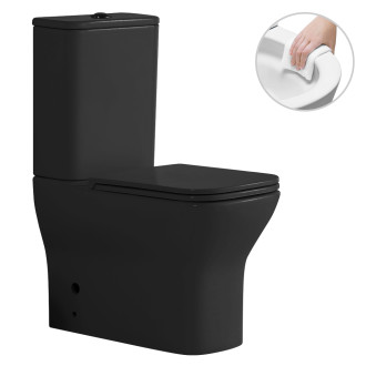 CERANO - WC kombi Marmo, Double Vortex - vírové splachování + Slim/SoftClose sedátko - spodní/zadní odpad - černá matná - 70x36 cm
