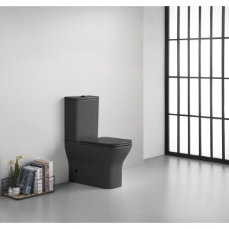 CERANO - WC kombi Marmo, Double Vortex - vírové splachování + Slim/SoftClose sedátko - spodní/zadní odpad - černá matná - 70x36 cm