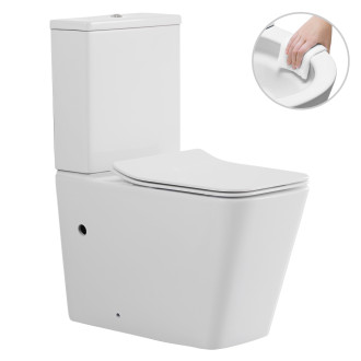 CERANO - WC kombi Cesso, Vortex - vírové splachování + Slim/SoftClose sedátko - spodní/zadní odpad - bílá lesklá - 61,8x38 cm