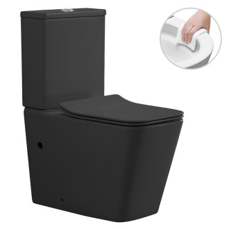 CERANO - WC kombi Cesso, Vortex - vírové splachování + Slim/SoftClose sedátko - spodní/zadní odpad - černá matná - 61,8x38 cm