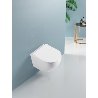 CERANO - WC závěsné Cesso, Vortex + Slim/UF sedátko - bílá lesklá - 49x36 cm