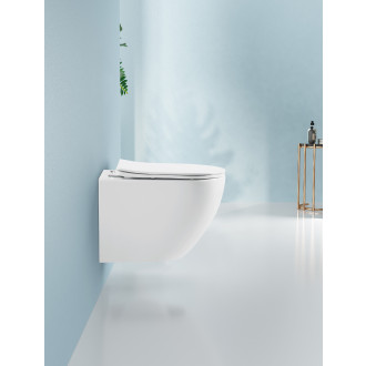 CERANO - WC závěsné Cesso, Vortex + Slim/UF sedátko - bílá lesklá - 49x36 cm