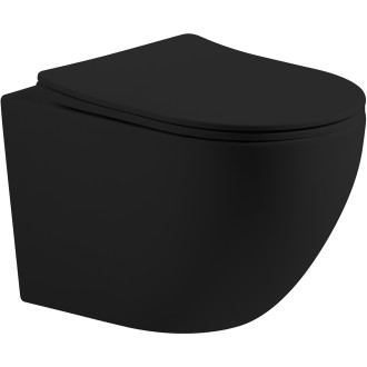CERANO - WC závěsné Cesso, Vortex + Slim/UF sedátko - černá matná - 49x36 cm