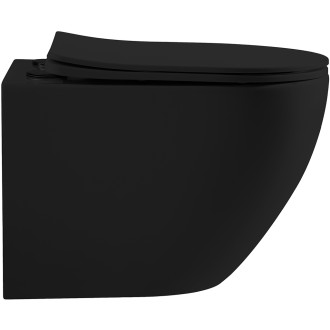 CERANO - WC závěsné Cesso, Vortex + Slim/UF sedátko - černá matná - 49x36 cm