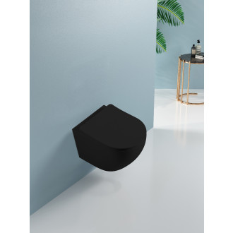 CERANO - WC závěsné Cesso, Vortex + Slim/UF sedátko - černá matná - 49x36 cm