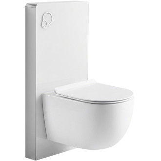 CERANO - Kompletní WC set Modul/Felci - bílá lesklá - integrované WC tlačítko - pneumatický modul - 53x37 cm