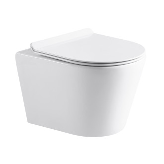 CERANO Závěsná WC mísa Norbi, Rimless + UF sedátko bílá lesklá 36,5x48,5 cm CER-417380