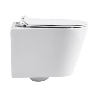 CERANO Závěsná WC mísa Norbi, Rimless + UF sedátko bílá lesklá 36,5x48,5 cm CER-417380