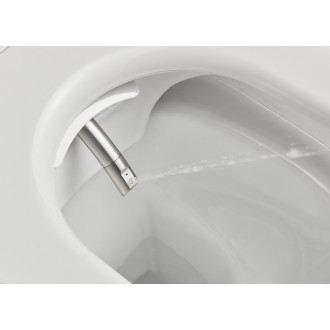 CERANO - WC závěsné s integrovaným elektronickým bidetem Cronus Premium, Vortex Rimless 180° + UF sedátko - bílá lesklá - 59,3x38,4 cm