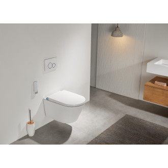 CERANO - WC závěsné s integrovaným elektronickým bidetem Cronus Pro, Vortex Rimless 180° + UF sedátko - bílá lesklá - 59,3x38,4 cm