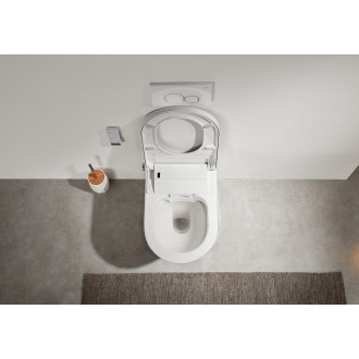 CERANO - WC závěsné s integrovaným elektronickým bidetem Cronus Pro, Vortex Rimless 180° + UF sedátko - bílá lesklá - 59,3x38,4 cm