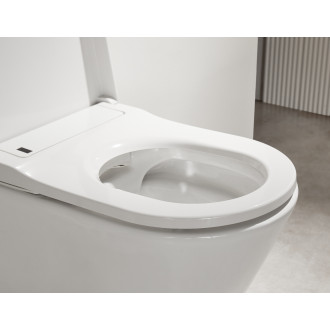 CERANO - WC závěsné s integrovaným elektronickým bidetem Cronus Pro, Vortex Rimless 180° + UF sedátko - bílá lesklá - 59,3x38,4 cm