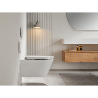 CERANO - WC závěsné s integrovaným elektronickým bidetem Cronus Standard, Vortex Rimless 180° + UF sedátko - bílá lesklá - 59,3x38,4 cm