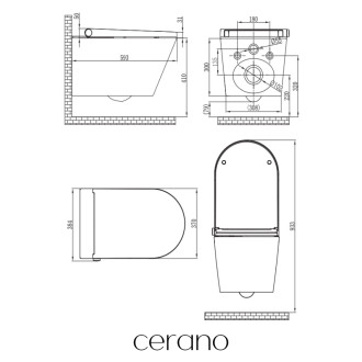CERANO - WC závěsné s integrovaným elektronickým bidetem Cronus Standard, Vortex Rimless 180° + UF sedátko - bílá lesklá - 59,3x38,4 cm