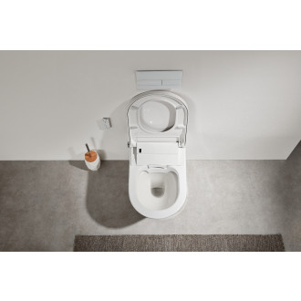 CERANO - WC závěsné s integrovaným elektronickým bidetem Cronus Standard, Vortex Rimless 180° + UF sedátko - bílá lesklá - 59,3x38,4 cm