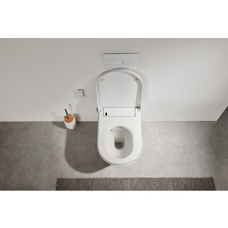 CERANO - WC závěsné s integrovaným elektronickým bidetem Cronus Standard, Vortex Rimless 180° + UF sedátko - bílá lesklá - 59,3x38,4 cm