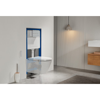 CERANO - WC závěsné s integrovaným elektronickým bidetem Cronus Standard, Vortex Rimless 180° + UF sedátko - bílá lesklá - 59,3x38,4 cm