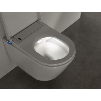 CERANO - WC závěsné s integrovaným elektronickým bidetem Cronus Standard, Vortex Rimless 180° + UF sedátko - bílá lesklá - 59,3x38,4 cm